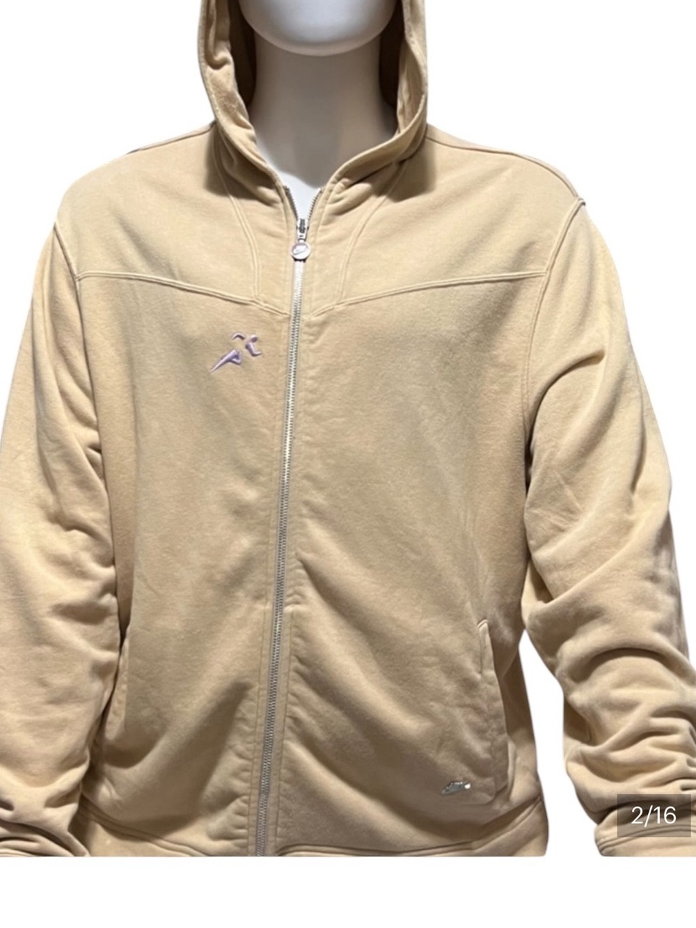 Men's Zip-Up Hoodie in Beige - Performance Fleece